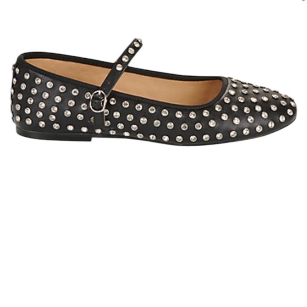 Studded Black Mary Jane Flats